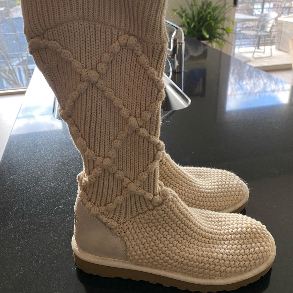 Ugg Boots- crocheted body, cream color, size 8
